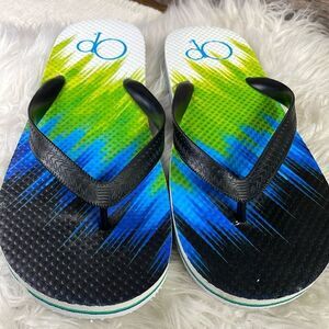 OP Thong Flip Flops Sandals, Mens Size 9/10, Black,Blue, Green White